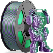 Amoybaby Silk PLA 3D Printer Filament, Silk Dual Color Purple Green PLA Filament 1.75+/-0.03mm, Shiny Coextrusion PLA Filament, Color Change 3D Printing Filament 1KG/2.2lb